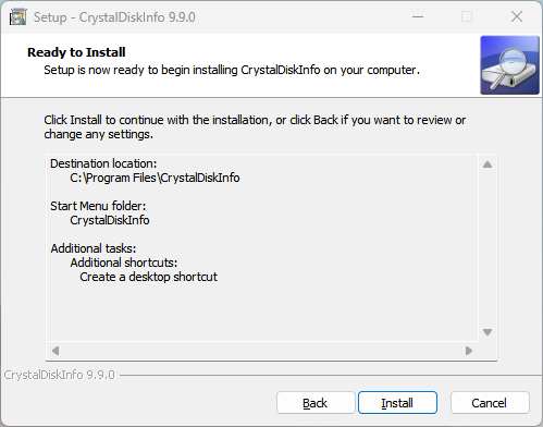 CrystalDiskInfo 安装确认页面