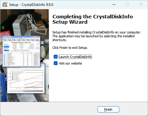 CrystalDiskInfo 安装完成页面
